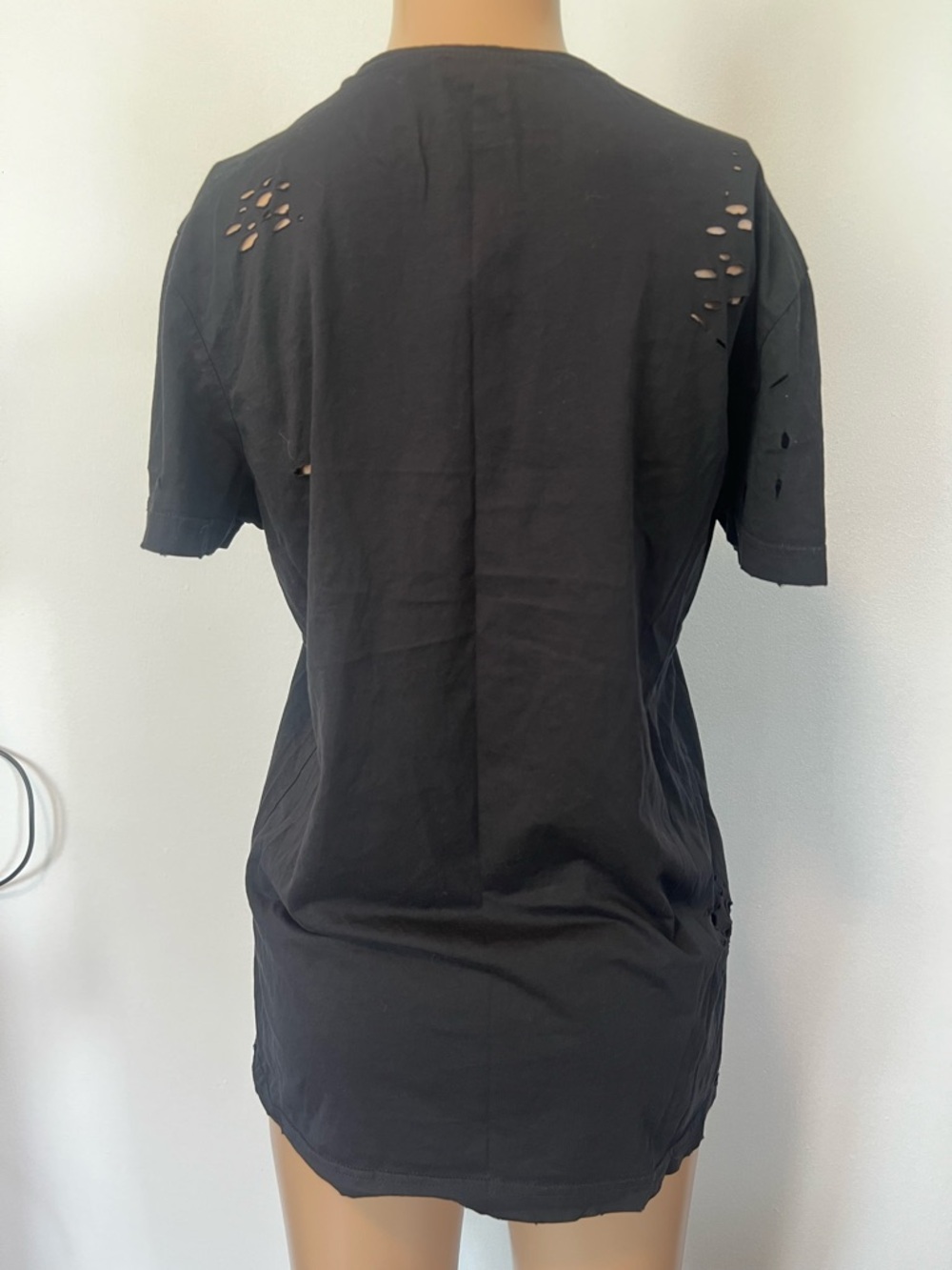 Balmain Black Distressed Logo Short-Sleeve Tee size small - Picture 3 of 10